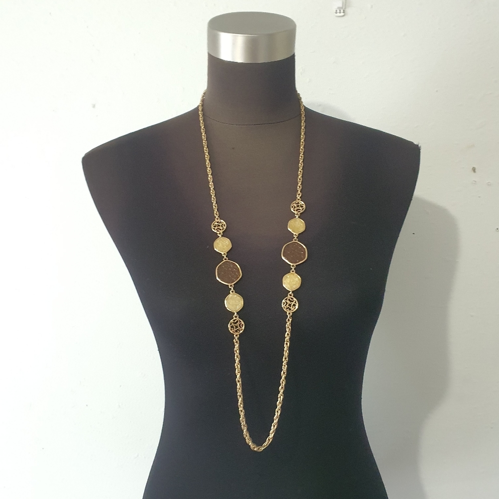 Vintage Sarah Coventry Amber Disc Bead Necklace